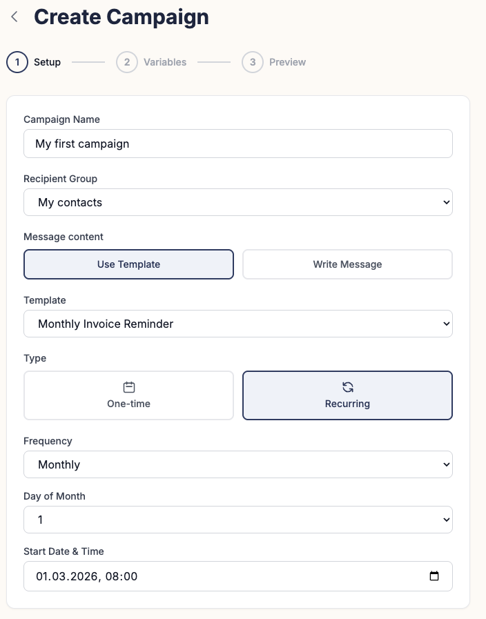 MailerBit recurring campaigns dashboard — schedule automated email sends on repeating dates